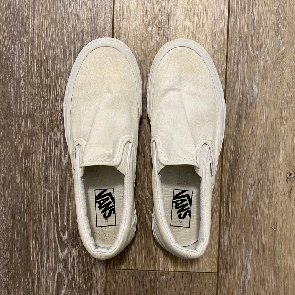 White slip on vans